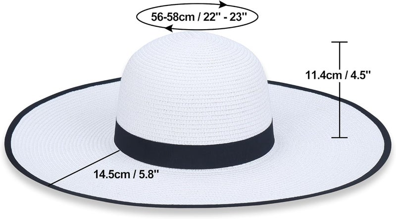 Naivlizer Women Wide Brim Sun Hat UPF50 Straw Summer Hat Floppy Beach Hat Roll-Up - Image 4